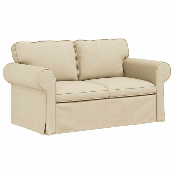 2-teiliges Sofa-Set Creme Stoff