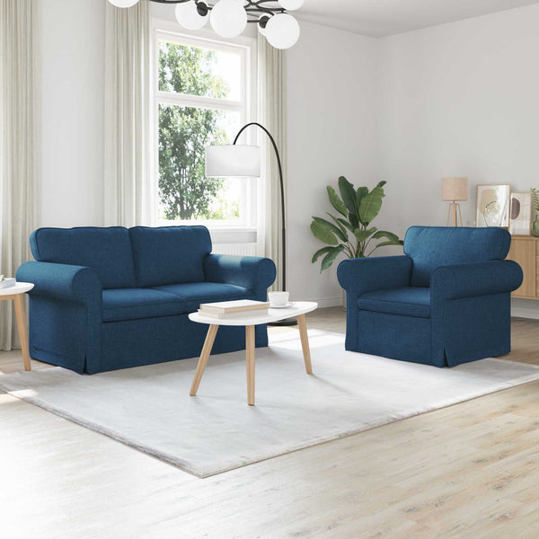 Blaues 2-teiliges Sofa-Set