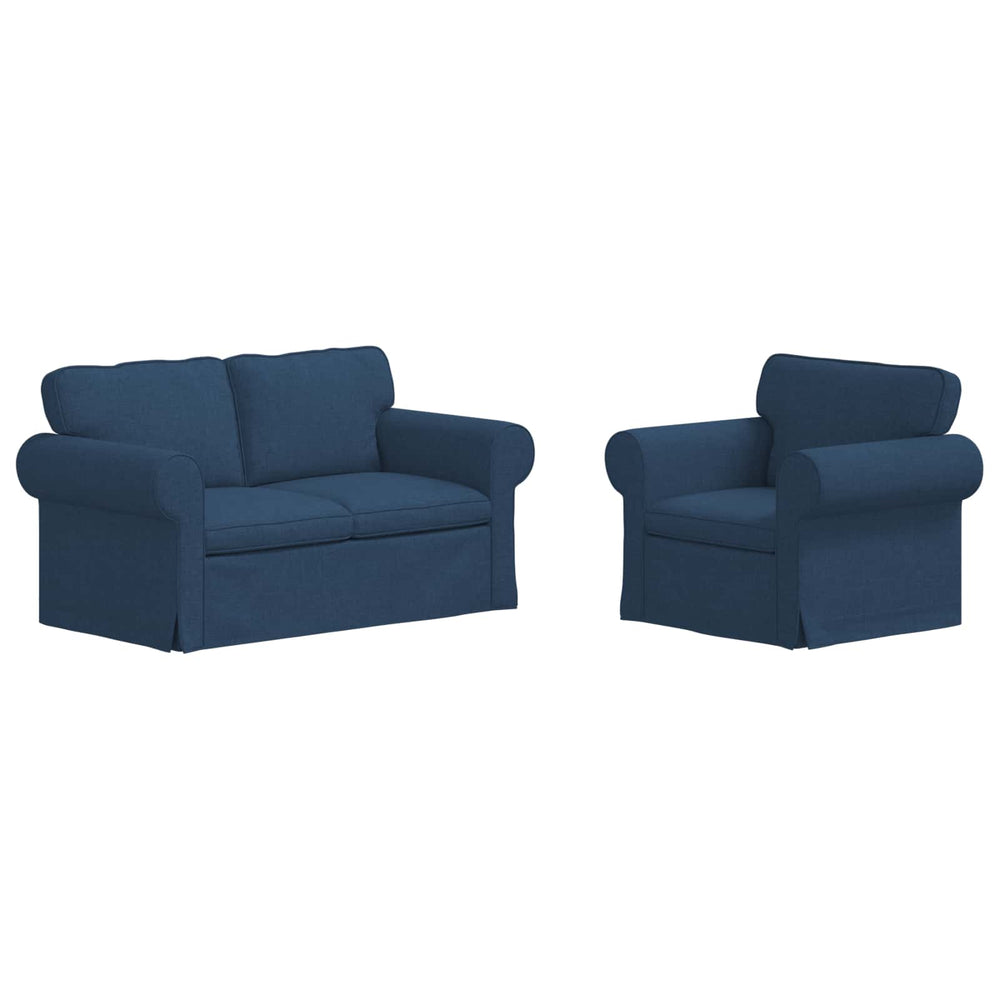 Blaues 2-teiliges Sofa-Set