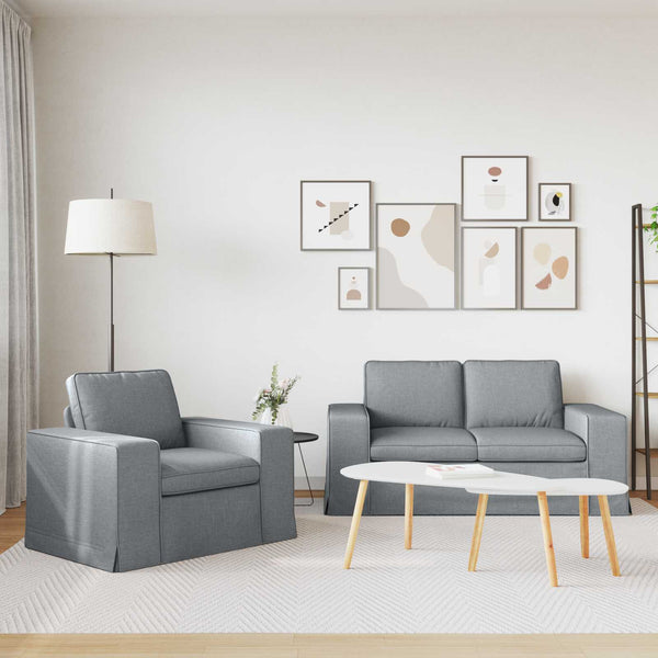 Hellgraues Sofa-Set, 2-teilig