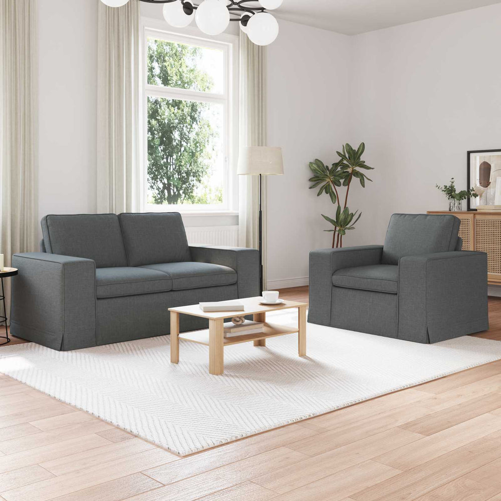 Dunkelgraues 2-teiliges Sofa-Set