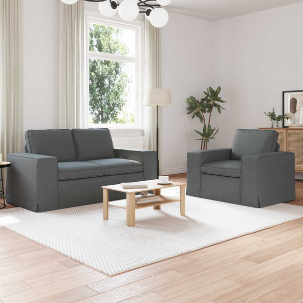 Dunkelgraues 2-teiliges Sofa-Set