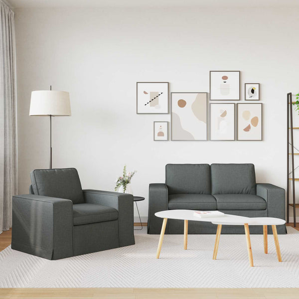 Dunkelgraues 2-teiliges Sofa-Set