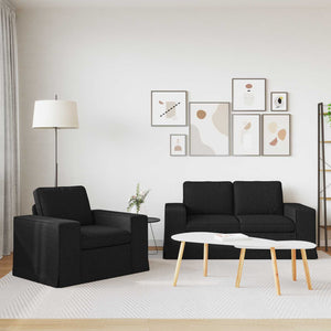 Schwarzes 2-teiliges Stoffsofa-Set