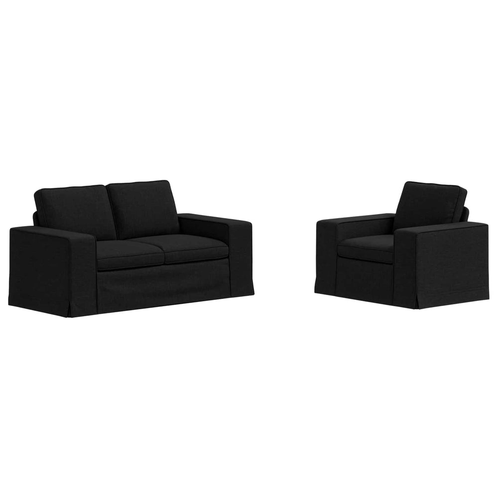 Schwarzes 2-teiliges Stoffsofa-Set