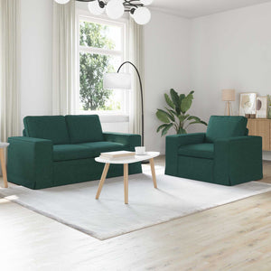Dunkelgrünes 2-teiliges Sofa-Set