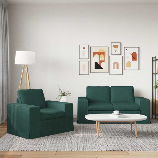 Dunkelgrünes 2-teiliges Sofa-Set