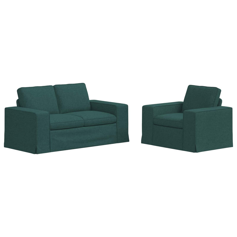 Dunkelgrünes 2-teiliges Sofa-Set