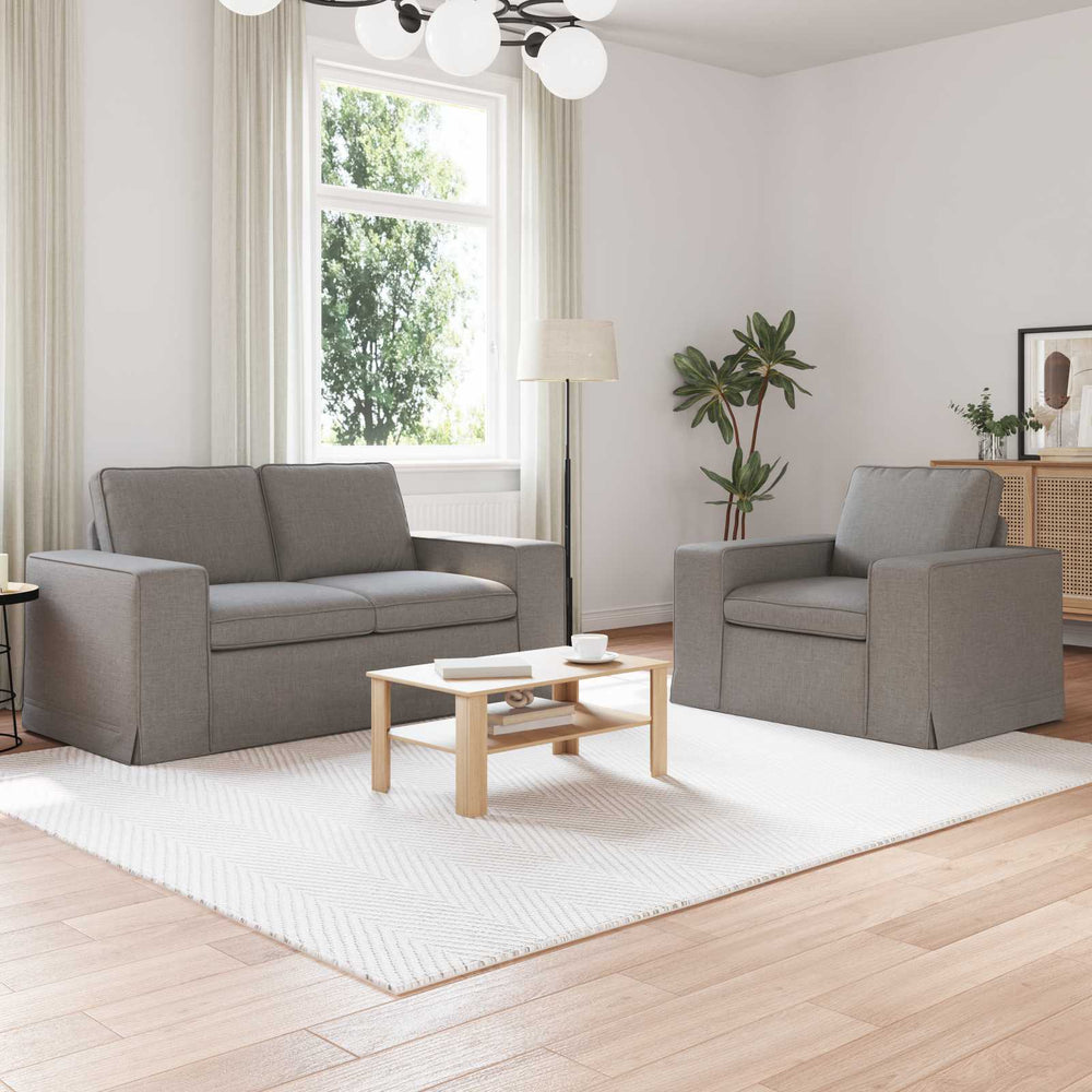 2-teiliges Sofa-Set Taupe Stoff