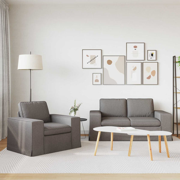2-teiliges Sofa-Set Taupe Stoff