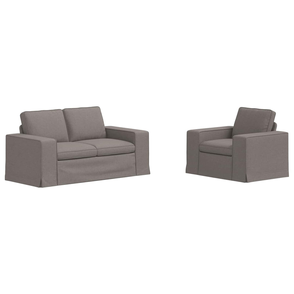 2-teiliges Sofa-Set Taupe Stoff