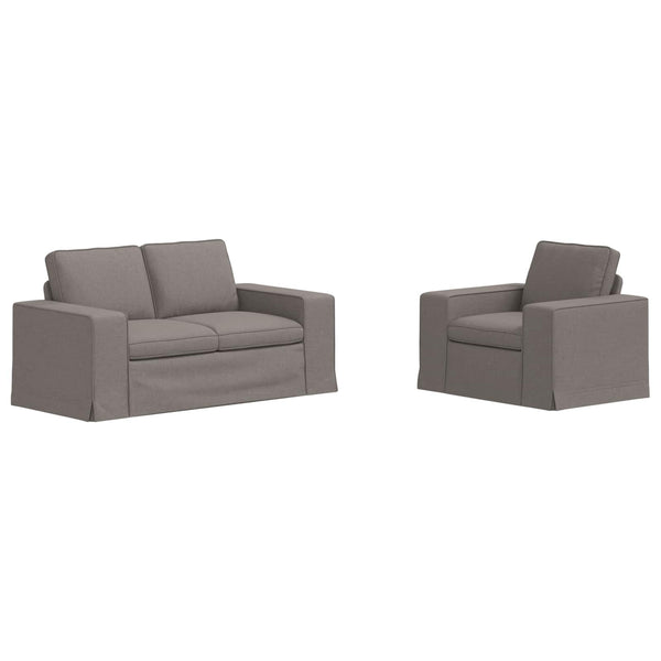 2-teiliges Sofa-Set Taupe Stoff