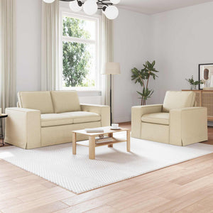 2-teiliges Sofa-Set Creme Stoff
