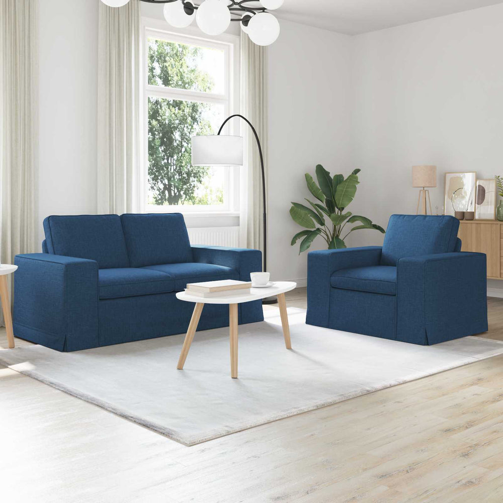 Blaues 2-teiliges Sofa-Set