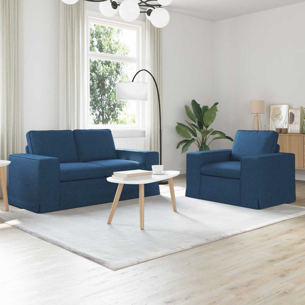 Blaues 2-teiliges Sofa-Set