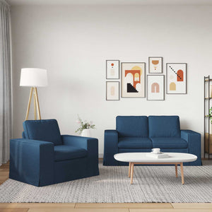 Blaues 2-teiliges Sofa-Set