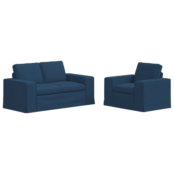 Blaues 2-teiliges Sofa-Set
