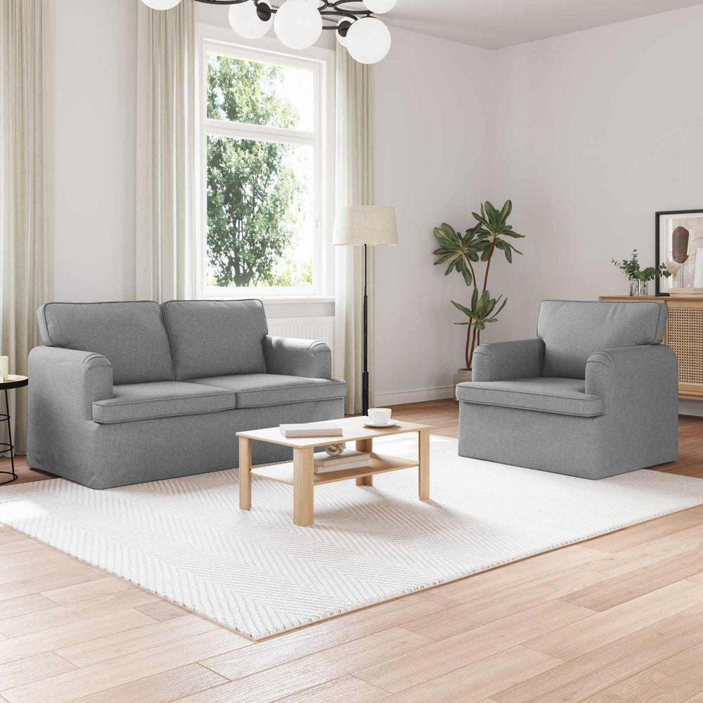 Sofa Set Hellgrau Stoff 2-teilig