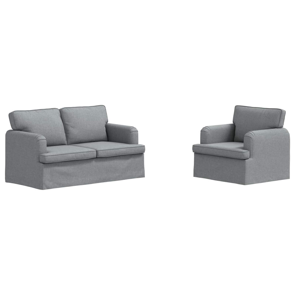 Sofa Set Hellgrau Stoff 2-teilig