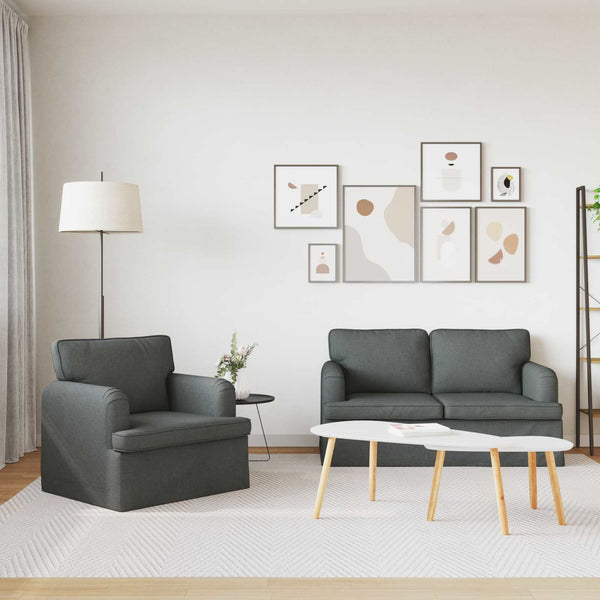 Dunkelgraues 2-teiliges Sofa-Set