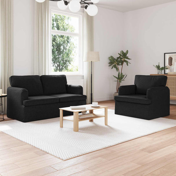 Schwarzes Sofa Set 2-teilig