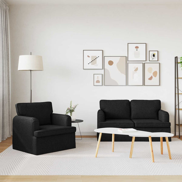Schwarzes Sofa Set 2-teilig