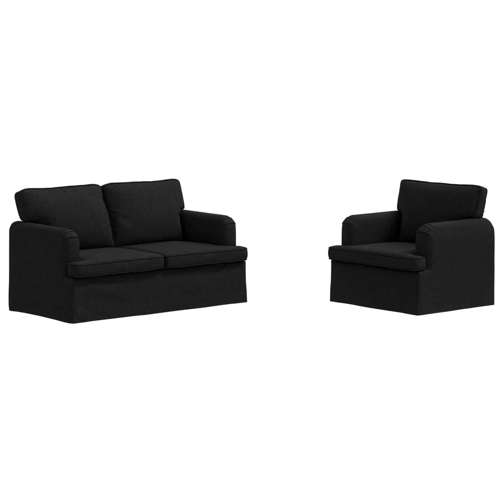 Schwarzes Sofa Set 2-teilig