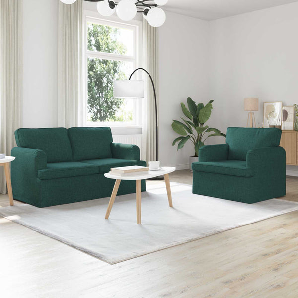 Dunkelgrünes Sofa Set, 2-teilig