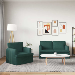 Dunkelgrünes Sofa Set, 2-teilig