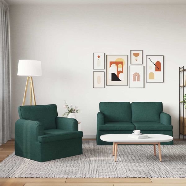 Dunkelgrünes Sofa Set, 2-teilig