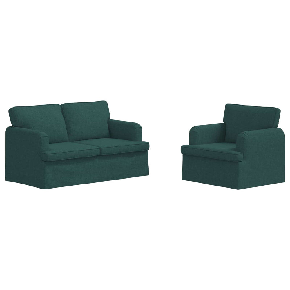 Dunkelgrünes Sofa Set, 2-teilig