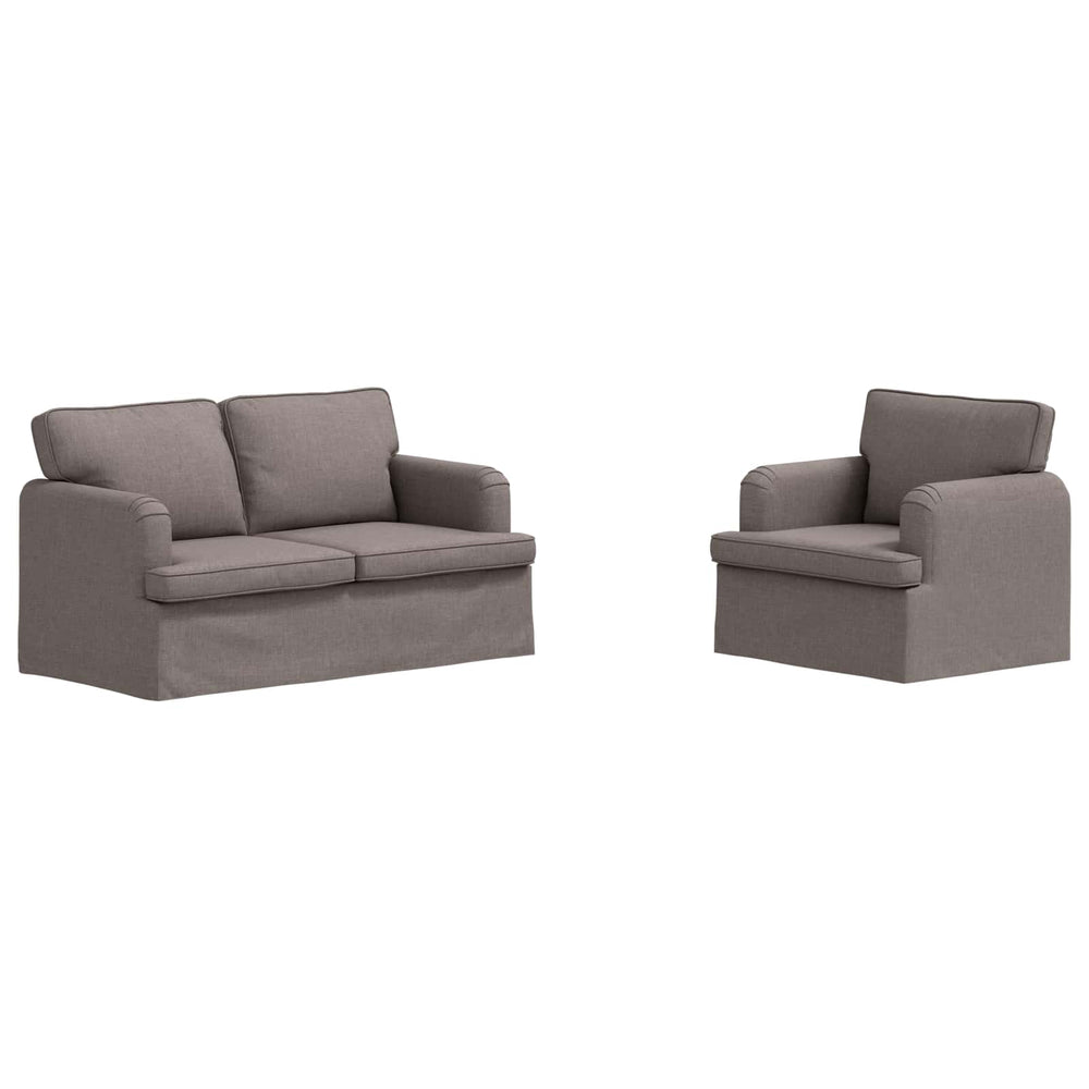 Sofa Set 2-teilig Taupe Stoff