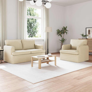 2-teiliges Sofa-Set Creme Stoff
