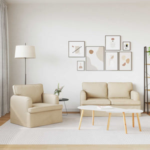 2-teiliges Sofa-Set Creme Stoff