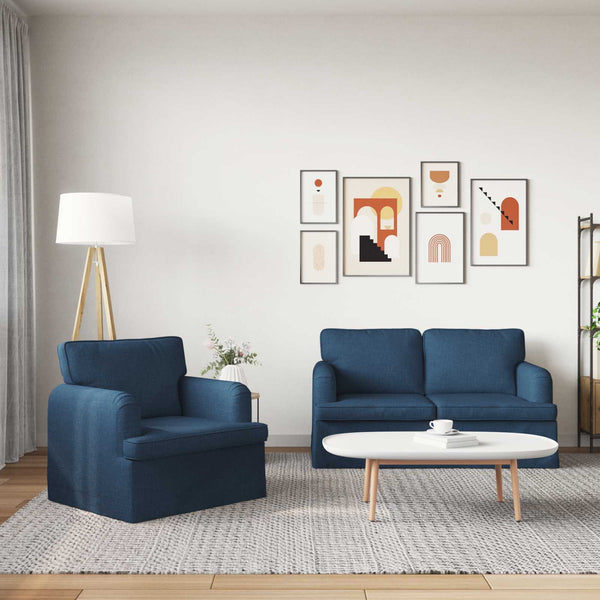 Blaues 2-teiliges Sofa-Set