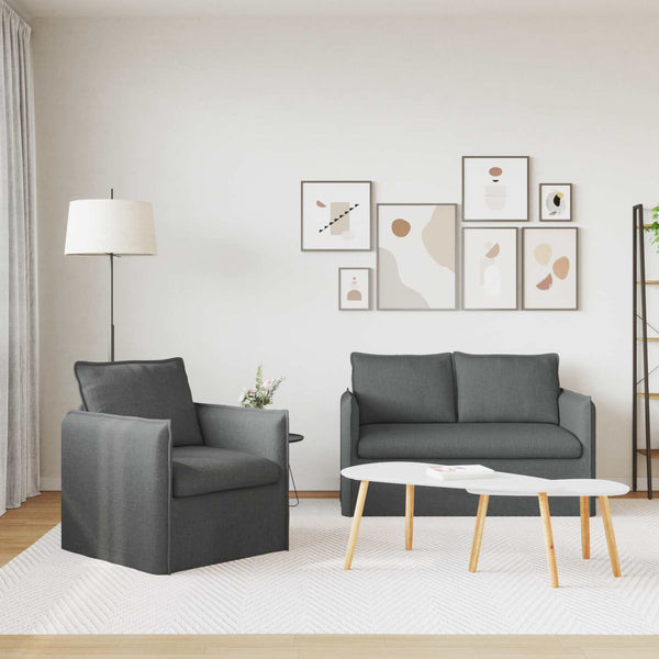Dunkelgraues Sofa-Set, 2-teilig