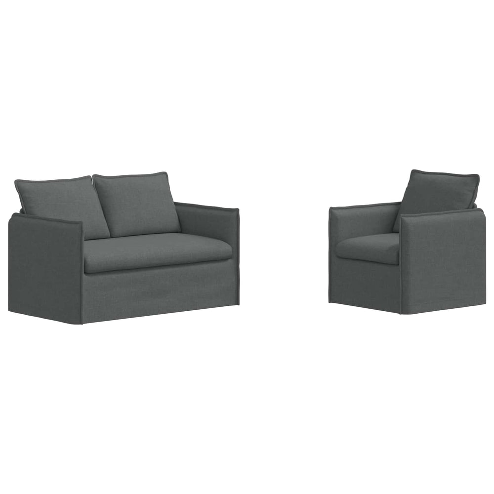 Dunkelgraues Sofa-Set, 2-teilig