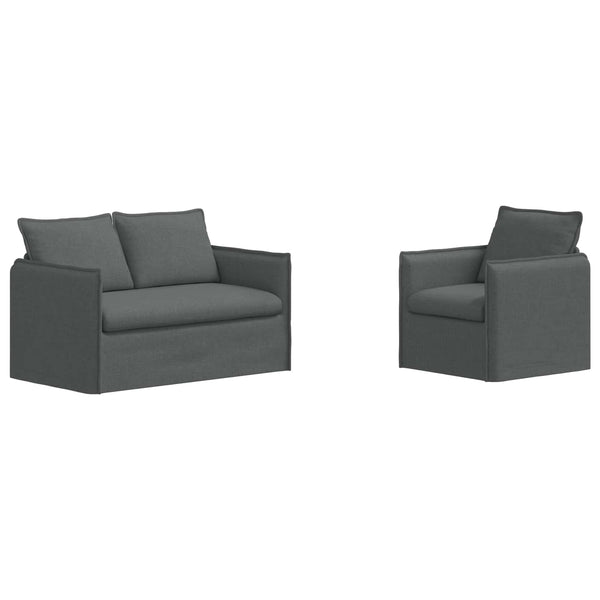 Dunkelgraues Sofa-Set, 2-teilig