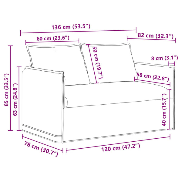 Dunkelgraues Sofa-Set, 2-teilig