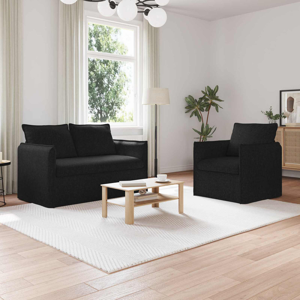 Schwarzes 2-teiliges Sofa-Set