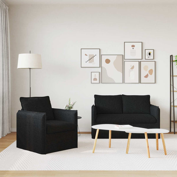 Schwarzes 2-teiliges Sofa-Set