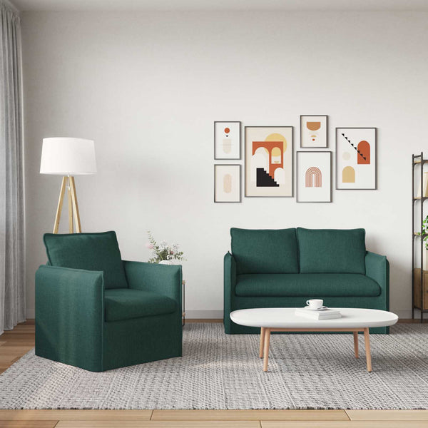 Dunkelgrünes 2-teiliges Sofa-Set