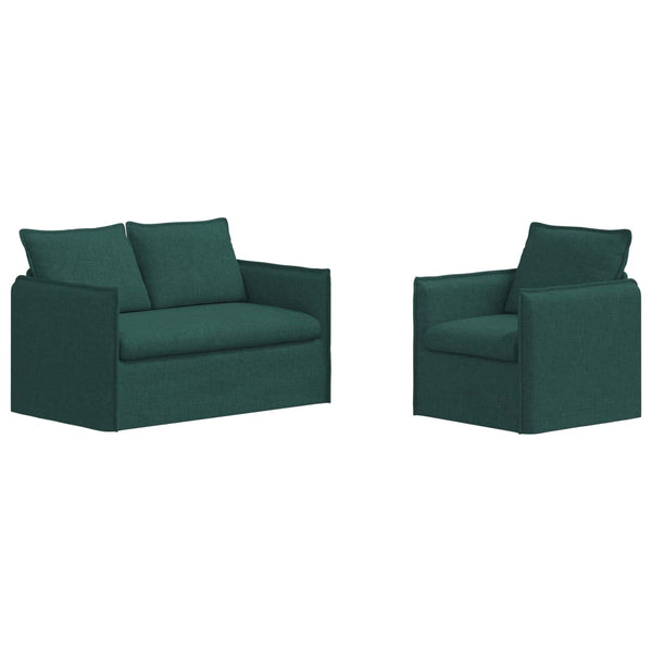Dunkelgrünes 2-teiliges Sofa-Set