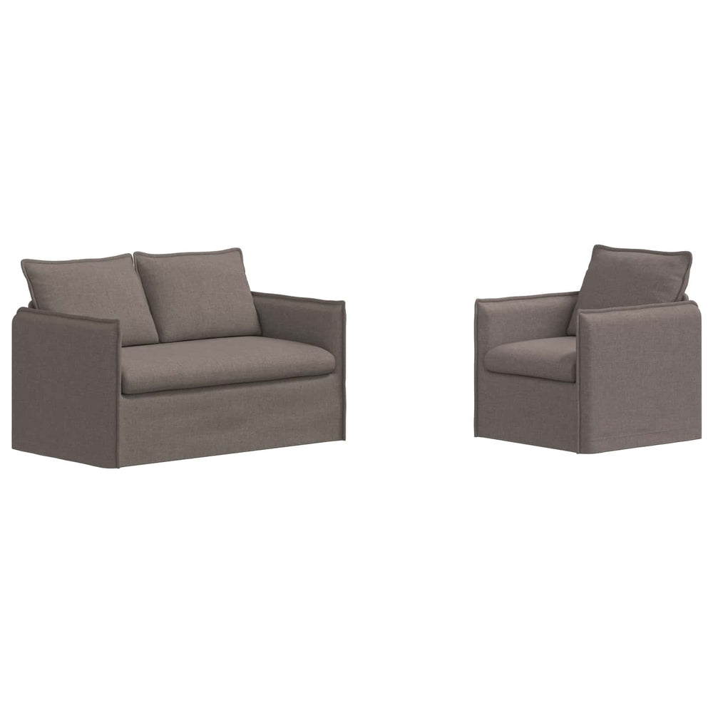 Sofa Set 2-teilig Taupe Stoff
