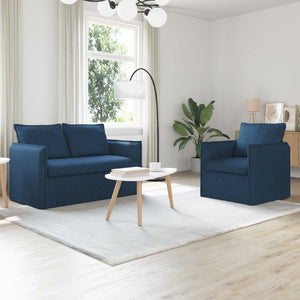 Blaues 2-teiliges Stoffsofa-Set