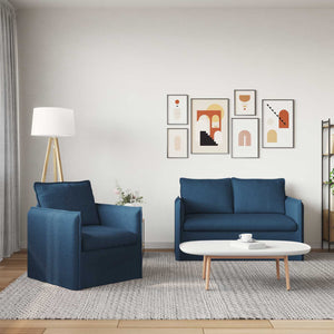 Blaues 2-teiliges Stoffsofa-Set