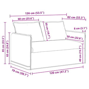 Blaues 2-teiliges Stoffsofa-Set