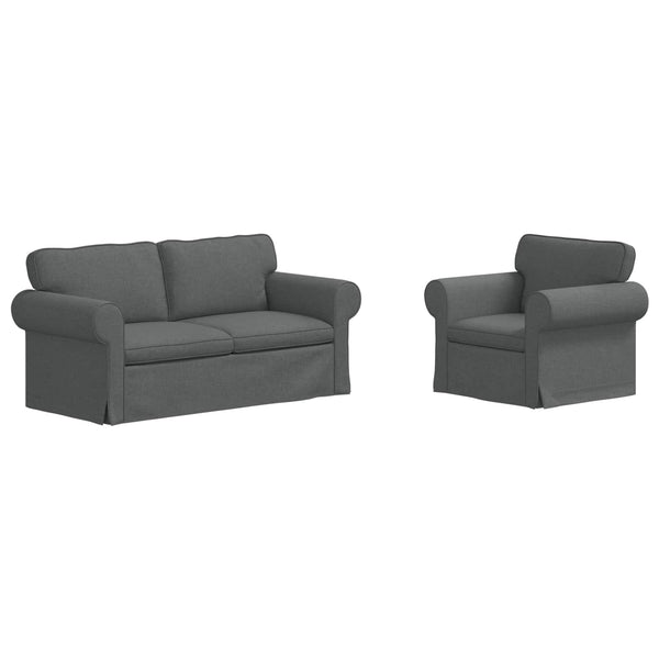Dunkelgraues 2-teiliges Stoffsofa-Set