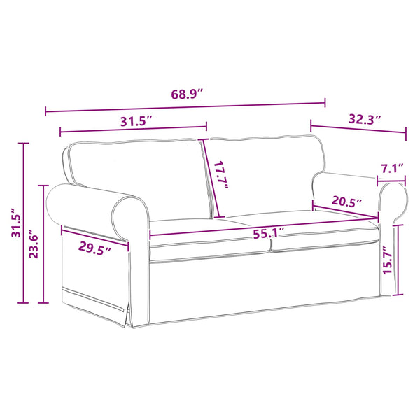 Dunkelgraues 2-teiliges Stoffsofa-Set