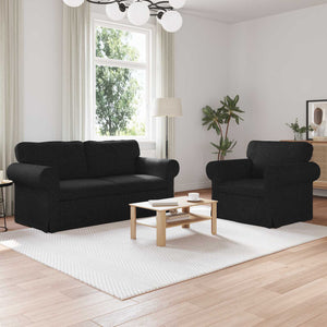 Schwarzes 2-teiliges Sofa-Set